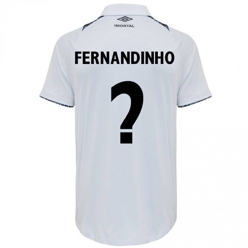 Kids Football Fernandinho #0 White Blue Away Jersey 2024/25 T-Shirt Nz