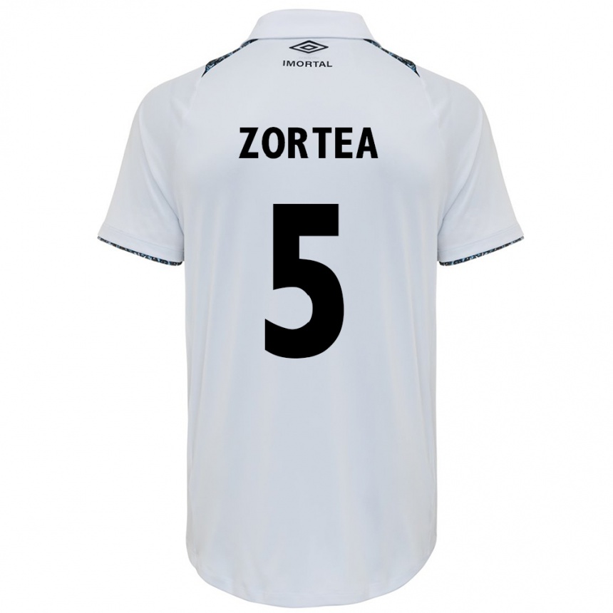 Kids Football Bernardo Zortea #5 White Blue Away Jersey 2024/25 T-Shirt Nz