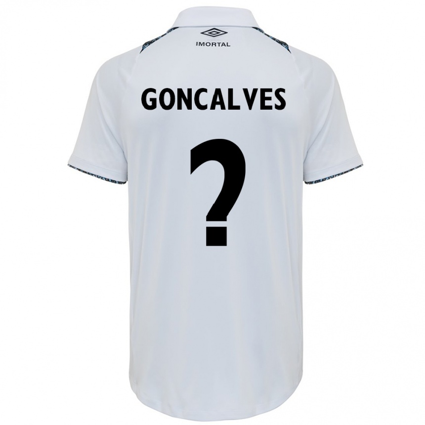 Kids Football Matheus Gonçalves #0 White Blue Away Jersey 2024/25 T-Shirt Nz