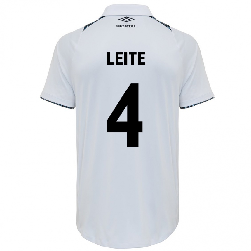 Kids Football Paulo Henrique Leite #4 White Blue Away Jersey 2024/25 T-Shirt Nz