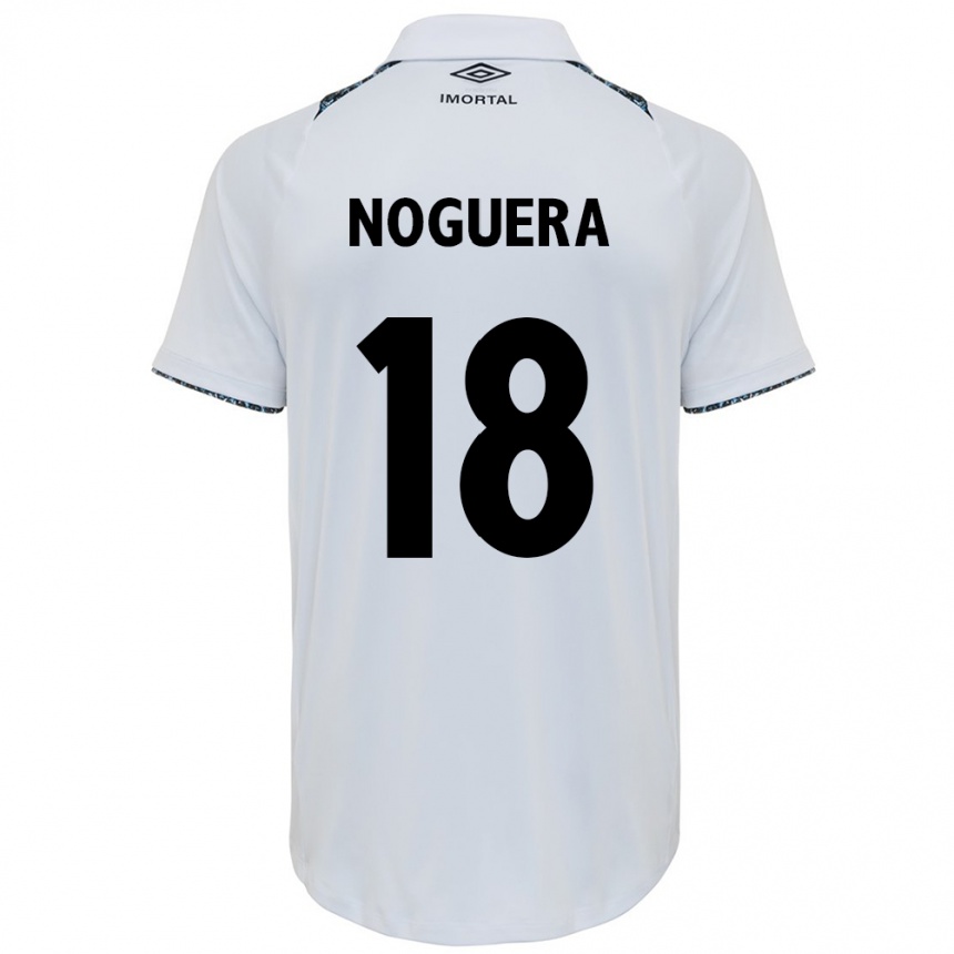 Kids Football Freddy Noguera #18 White Blue Away Jersey 2024/25 T-Shirt Nz