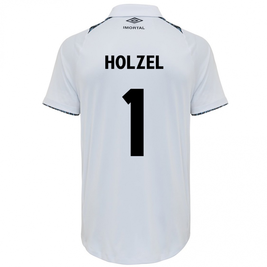 Kids Football Vivi Holzel #1 White Blue Away Jersey 2024/25 T-Shirt Nz