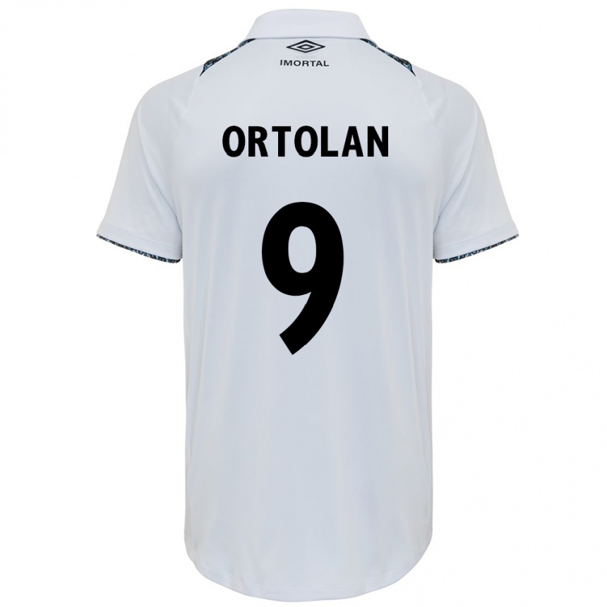 Kids Football Dani Ortolan #9 White Blue Away Jersey 2024/25 T-Shirt Nz