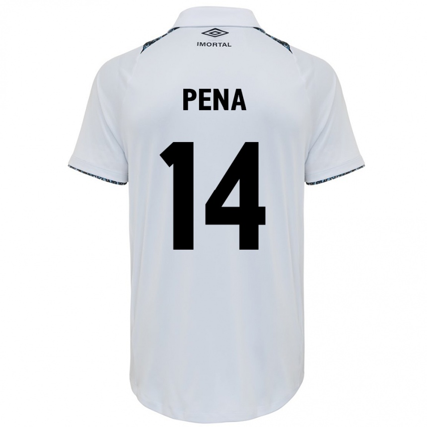 Kids Football Jessica Peña #14 White Blue Away Jersey 2024/25 T-Shirt Nz