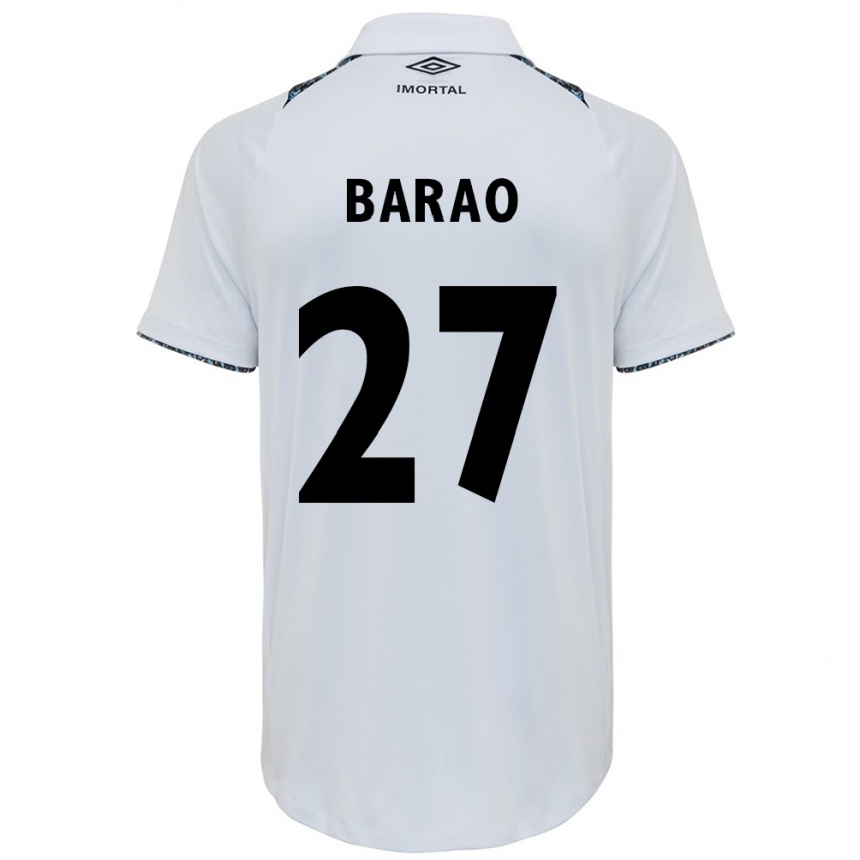 Kids Football Dani Barão #27 White Blue Away Jersey 2024/25 T-Shirt Nz