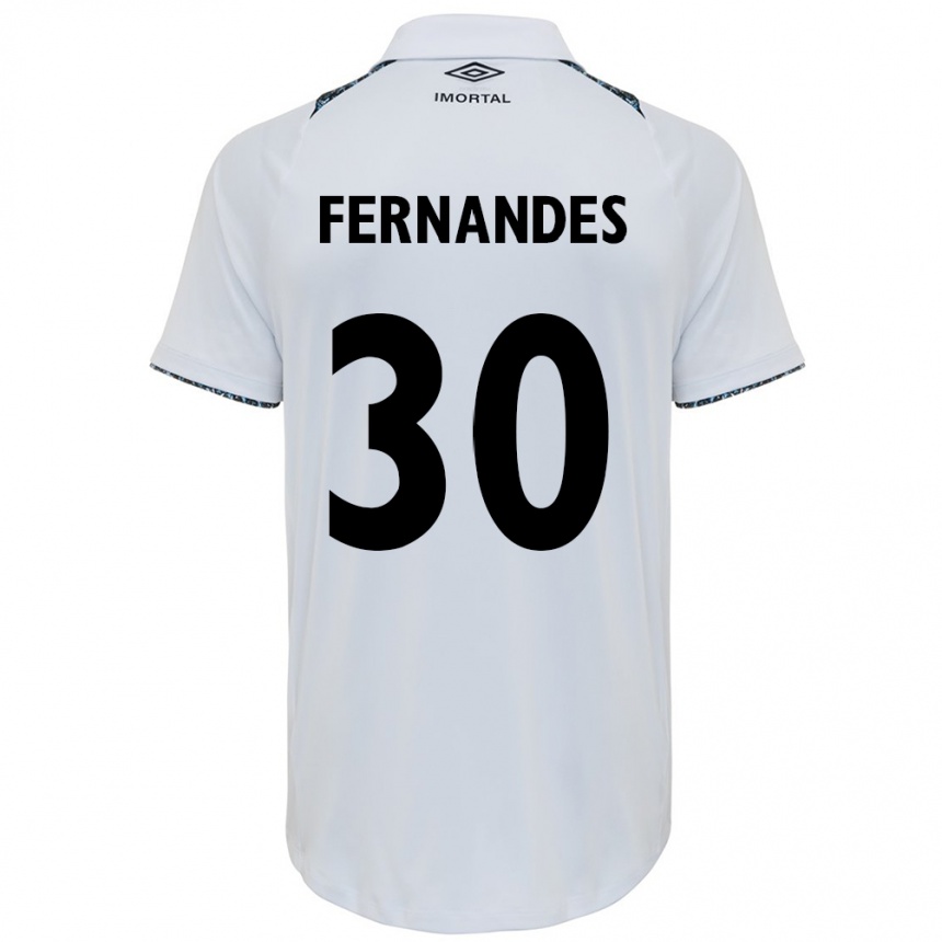 Kids Football Raquel Fernandes #30 White Blue Away Jersey 2024/25 T-Shirt Nz