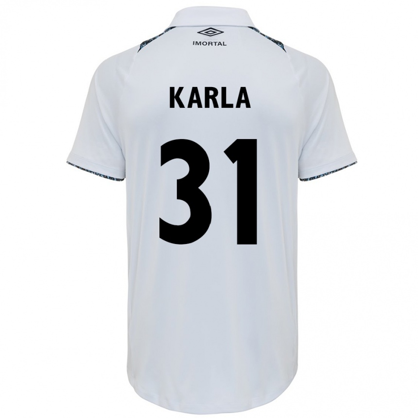 Kids Football Emmily Karla #31 White Blue Away Jersey 2024/25 T-Shirt Nz