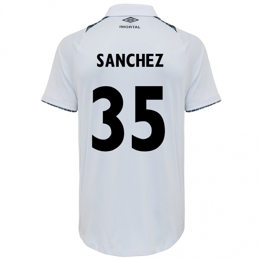 Kids Football Lari Sanchez #35 White Blue Away Jersey 2024/25 T-Shirt Nz