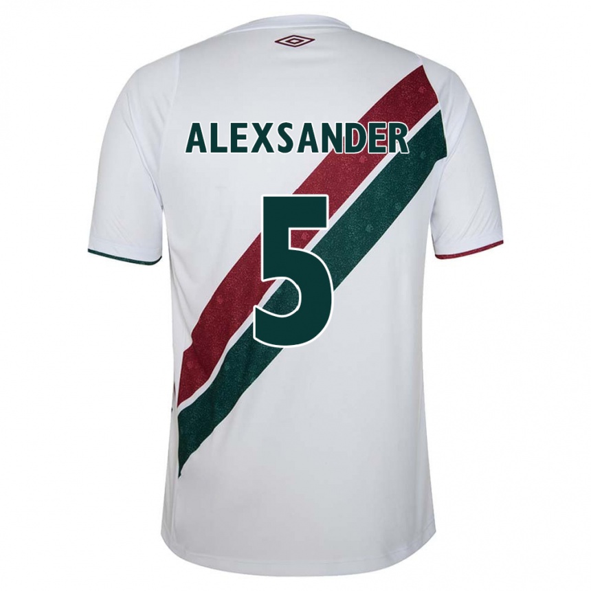 Kids Football Alexsander #5 White Green Maroon Away Jersey 2024/25 T-Shirt Nz