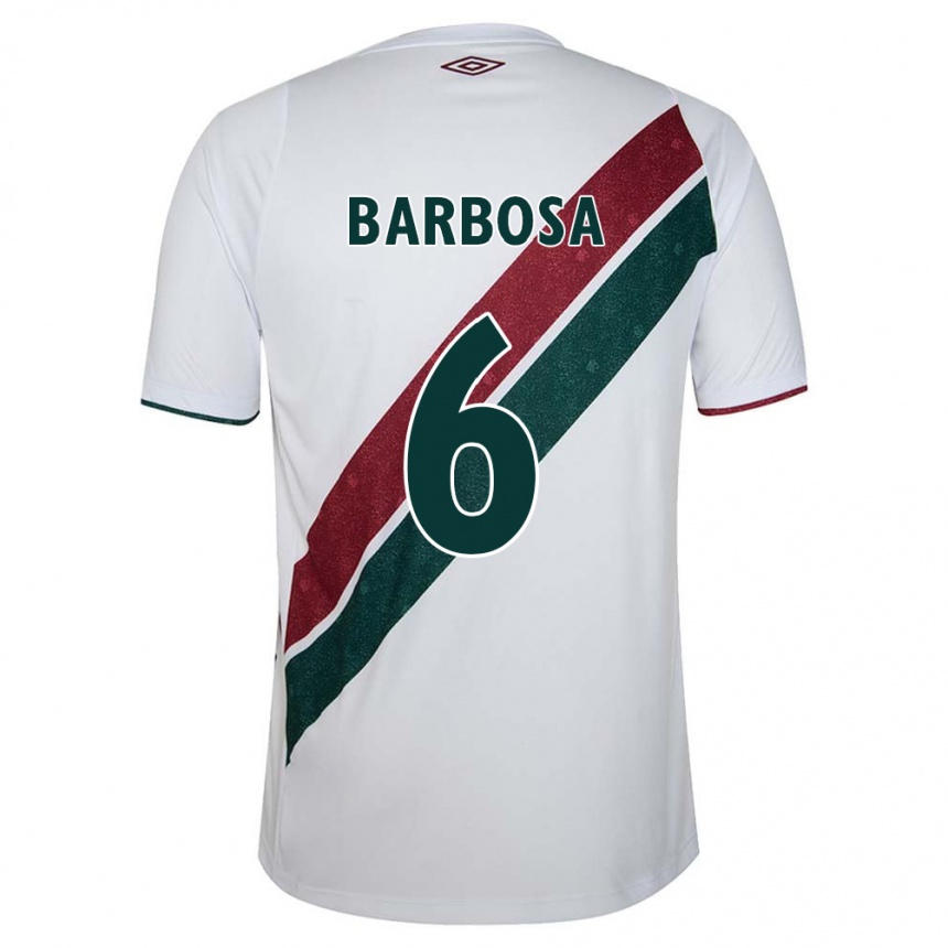 Kids Football Diogo Barbosa #6 White Green Maroon Away Jersey 2024/25 T-Shirt Nz