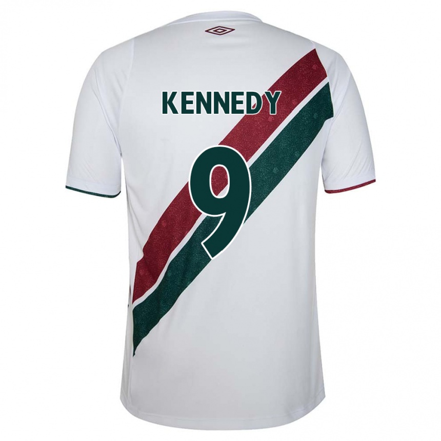 Kids Football John Kennedy #9 White Green Maroon Away Jersey 2024/25 T-Shirt Nz