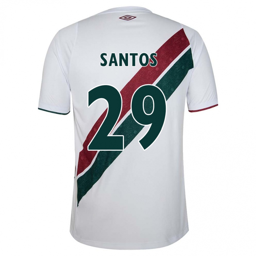 Kids Football Thiago Santos #29 White Green Maroon Away Jersey 2024/25 T-Shirt Nz