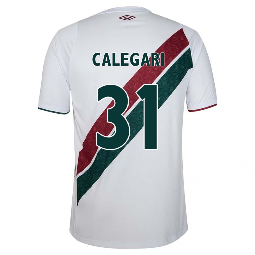 Kids Football Calegari #31 White Green Maroon Away Jersey 2024/25 T-Shirt Nz