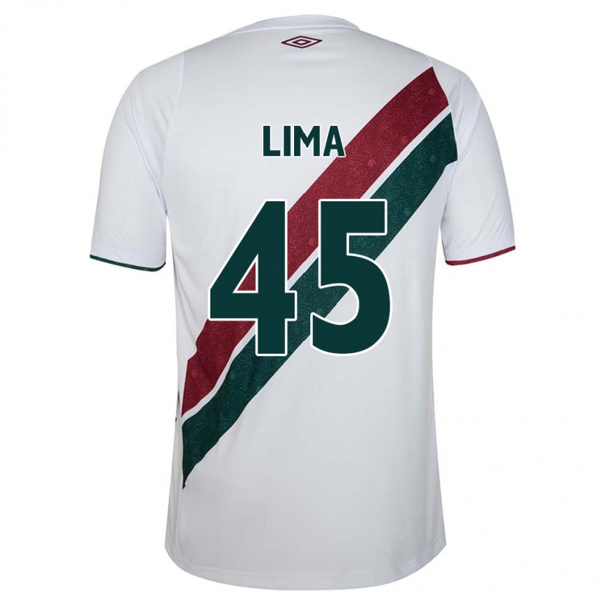 Kids Football Lima #45 White Green Maroon Away Jersey 2024/25 T-Shirt Nz