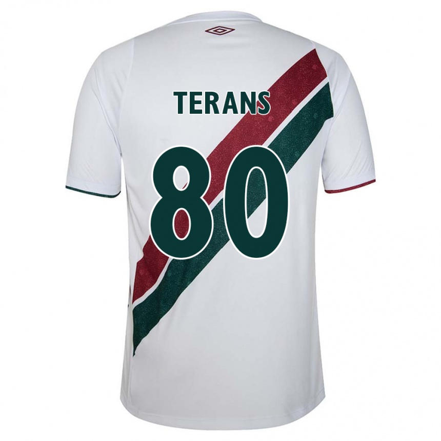 Kids Football David Terans #80 White Green Maroon Away Jersey 2024/25 T-Shirt Nz