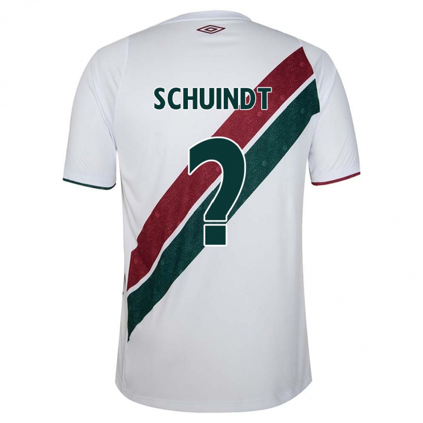 Kids Football Davi Schuindt #0 White Green Maroon Away Jersey 2024/25 T-Shirt Nz