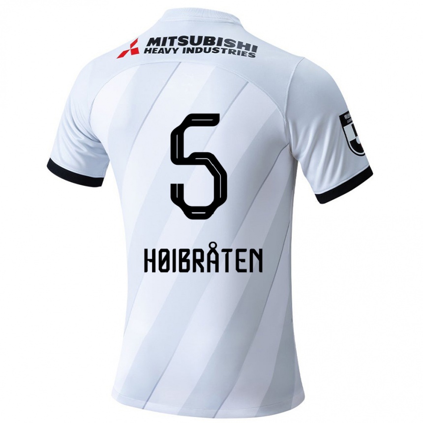 Kids Football Marius Høibråten #5 White Grey Away Jersey 2024/25 T-Shirt Nz