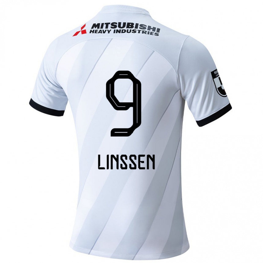 Kids Football Bryan Linssen #9 White Grey Away Jersey 2024/25 T-Shirt Nz