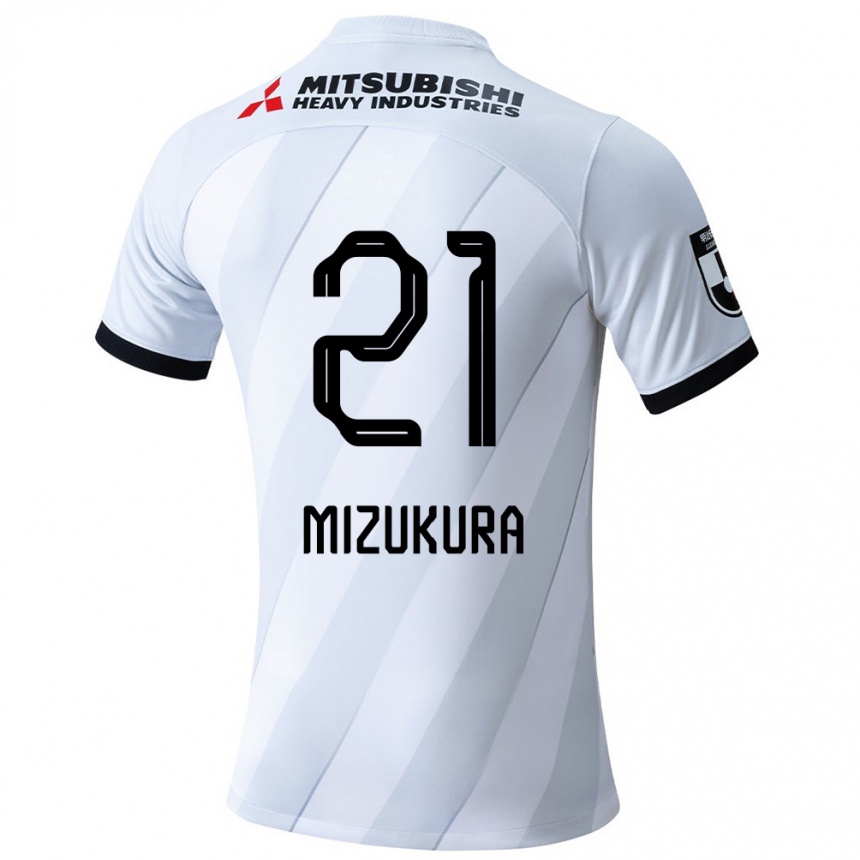 Kids Football Kei Mizukura #21 White Grey Away Jersey 2024/25 T-Shirt Nz