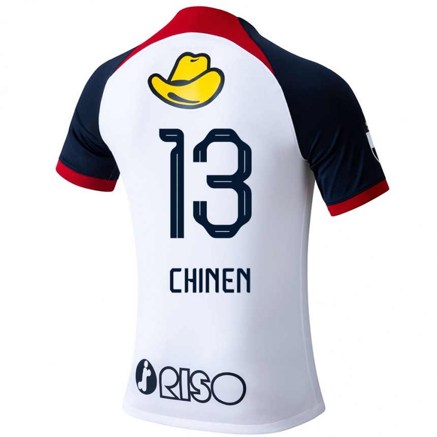 Kids Football Kei Chinen #13 White Blue Red Away Jersey 2024/25 T-Shirt Nz