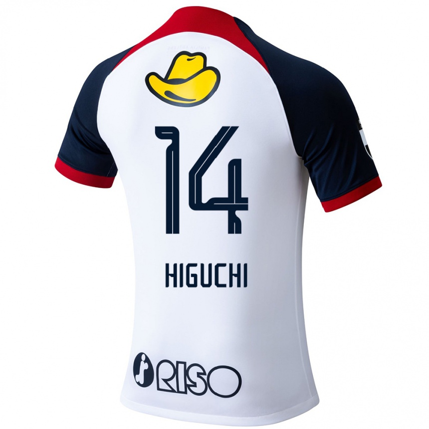 Kids Football Yuta Higuchi #14 White Blue Red Away Jersey 2024/25 T-Shirt Nz