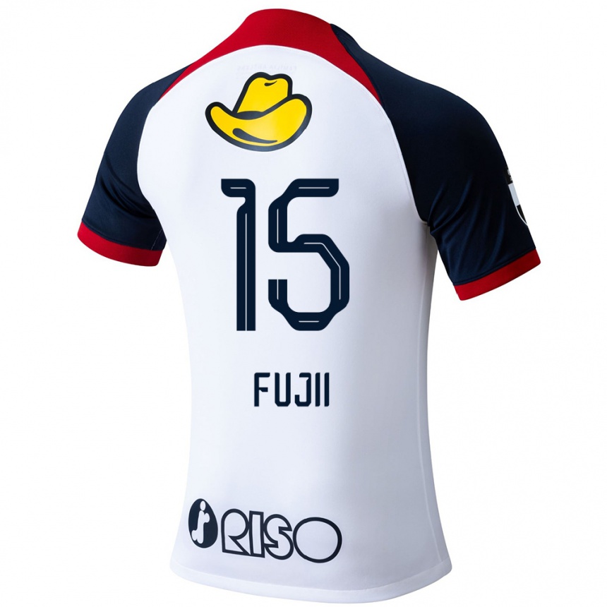 Kids Football Tomoya Fujii #15 White Blue Red Away Jersey 2024/25 T-Shirt Nz