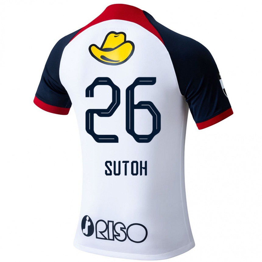 Kids Football Naoki Suto #26 White Blue Red Away Jersey 2024/25 T-Shirt Nz