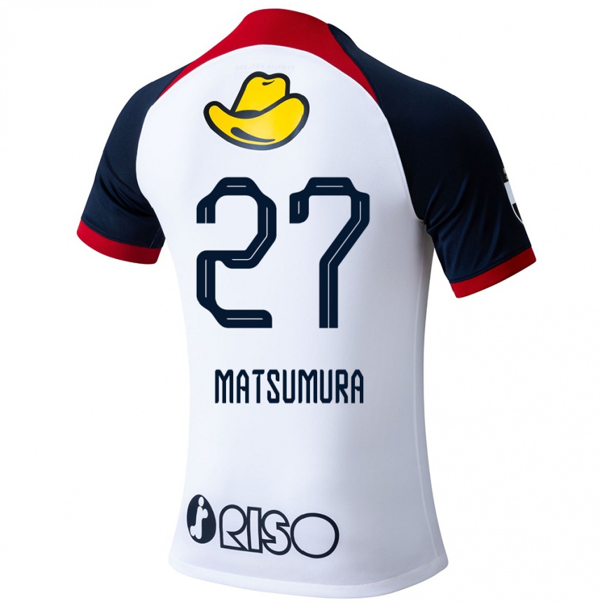 Kids Football Yuta Matsumura #27 White Blue Red Away Jersey 2024/25 T-Shirt Nz