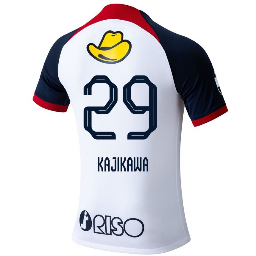 Kids Football Yuji Kajikawa #29 White Blue Red Away Jersey 2024/25 T-Shirt Nz