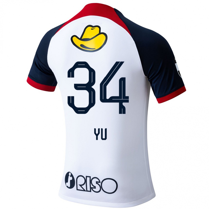 Kids Football Yu Funabashi #34 White Blue Red Away Jersey 2024/25 T-Shirt Nz