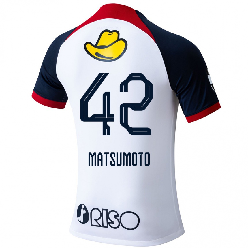 Kids Football Haruto Matsumoto #42 White Blue Red Away Jersey 2024/25 T-Shirt Nz