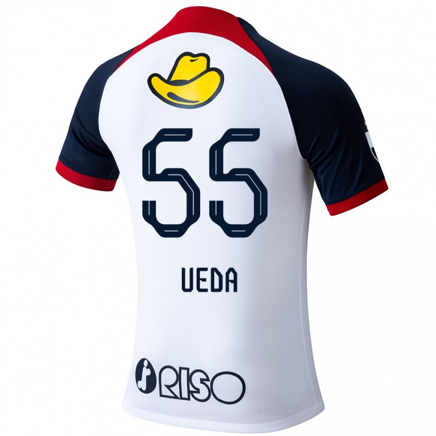 Kids Football Naomichi Ueda #55 White Blue Red Away Jersey 2024/25 T-Shirt Nz