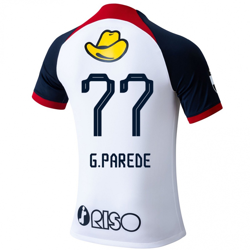 Kids Football Guilherme Parede #77 White Blue Red Away Jersey 2024/25 T-Shirt Nz