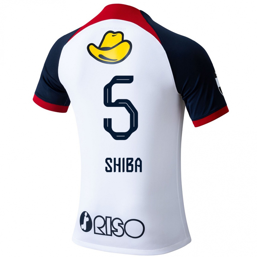 Kids Football Rikuto Shiba #5 White Blue Red Away Jersey 2024/25 T-Shirt Nz