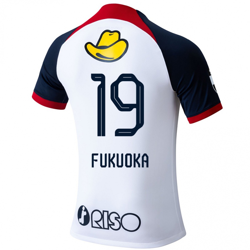 Kids Football Yuwa Fukuoka #19 White Blue Red Away Jersey 2024/25 T-Shirt Nz