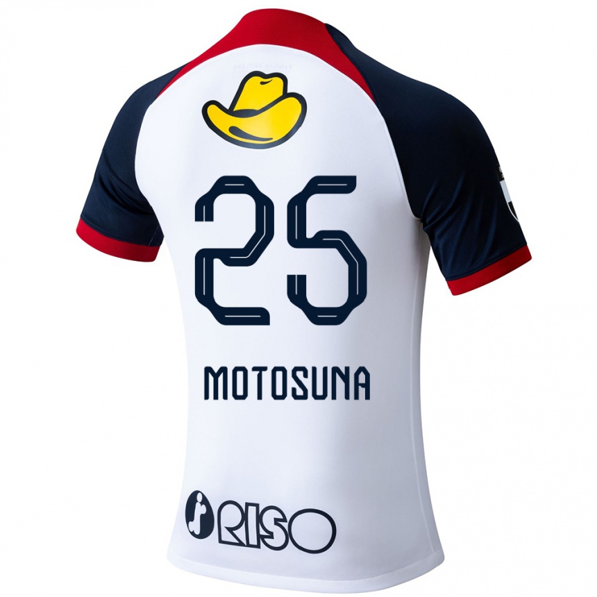 Kids Football Anthony Motosuna #25 White Blue Red Away Jersey 2024/25 T-Shirt Nz