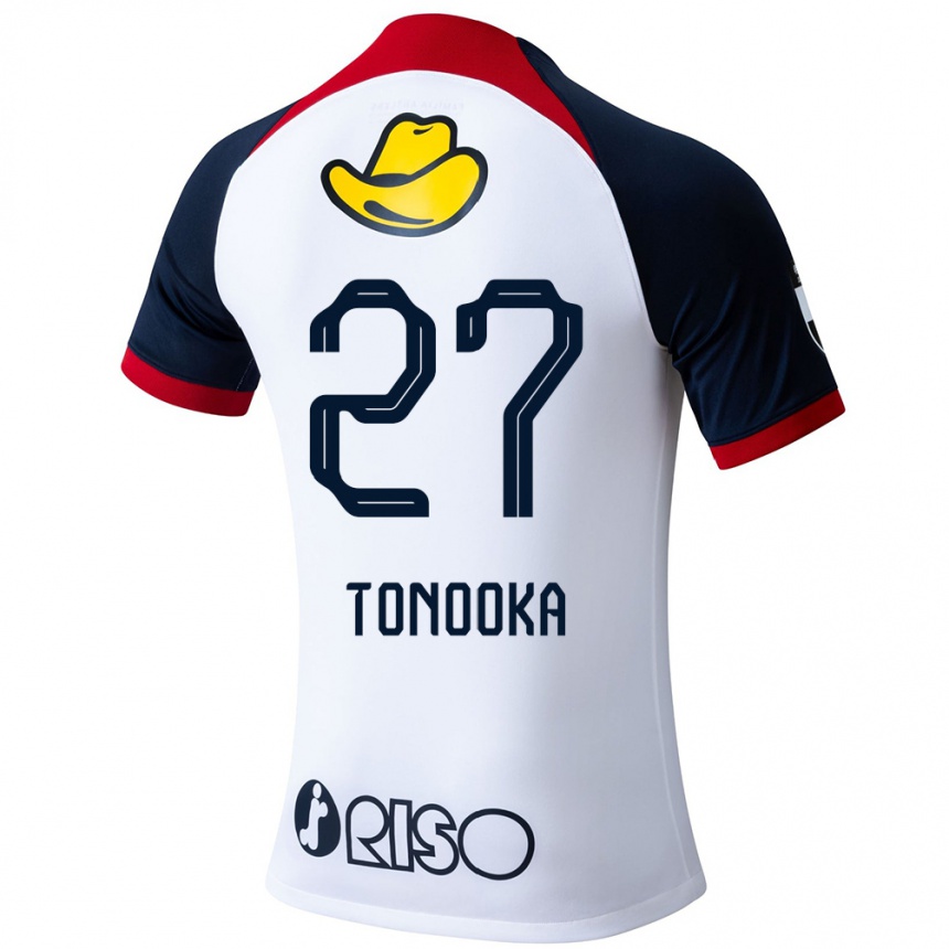 Kids Football Ryota Tonooka #27 White Blue Red Away Jersey 2024/25 T-Shirt Nz