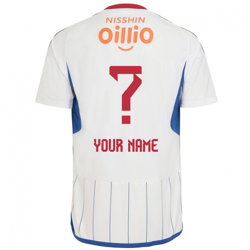 Kids Football Your Name #0 White Blue Red Away Jersey 2024/25 T-Shirt Nz