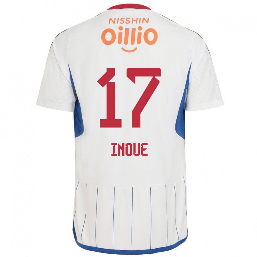 Kids Football Kenta Inoue #17 White Blue Red Away Jersey 2024/25 T-Shirt Nz