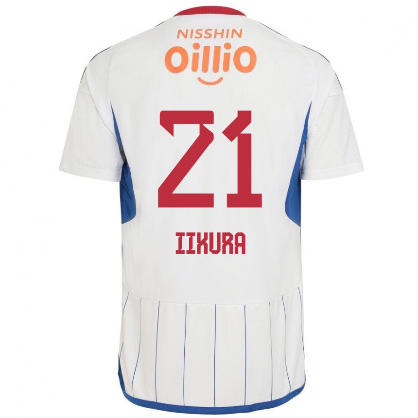 Kids Football Hiroki Iikura #21 White Blue Red Away Jersey 2024/25 T-Shirt Nz