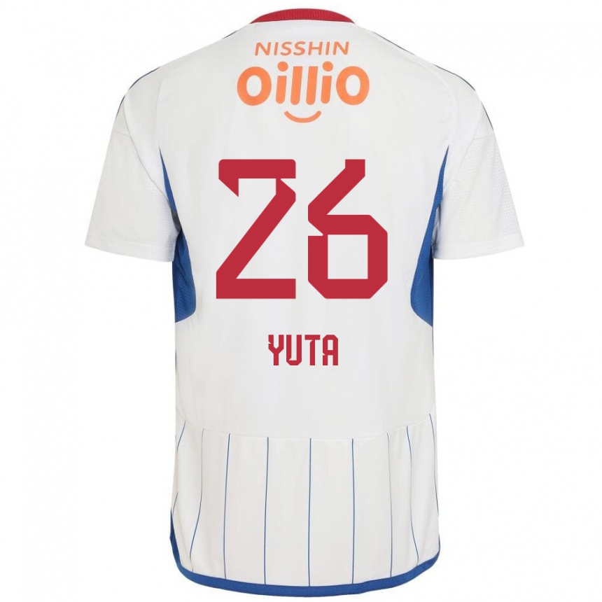 Kids Football Yuta Koike #26 White Blue Red Away Jersey 2024/25 T-Shirt Nz