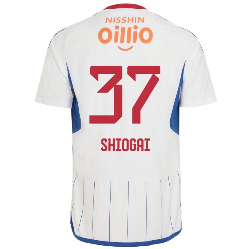 Kids Football Kento Shiogai #37 White Blue Red Away Jersey 2024/25 T-Shirt Nz