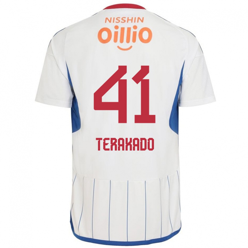 Kids Football Riku Terakado #41 White Blue Red Away Jersey 2024/25 T-Shirt Nz