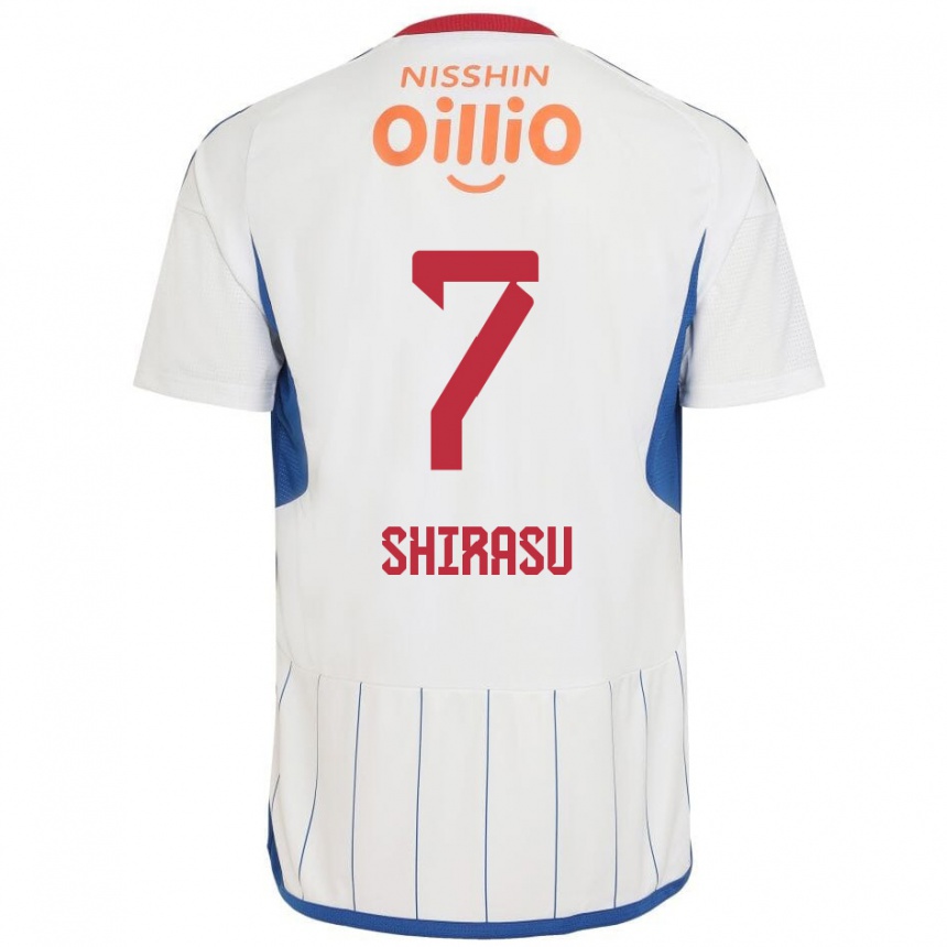 Kids Football Kento Shirasu #7 White Blue Red Away Jersey 2024/25 T-Shirt Nz