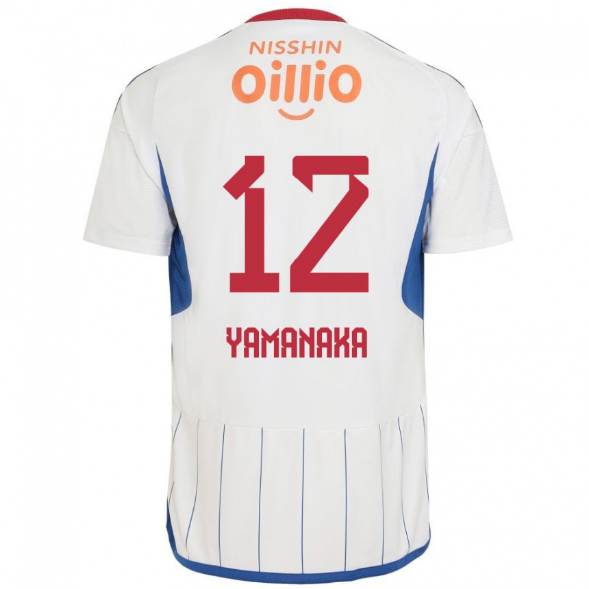 Kids Football Yuki Yamanaka #12 White Blue Red Away Jersey 2024/25 T-Shirt Nz