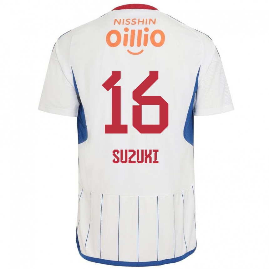 Kids Football Kai Suzuki #16 White Blue Red Away Jersey 2024/25 T-Shirt Nz