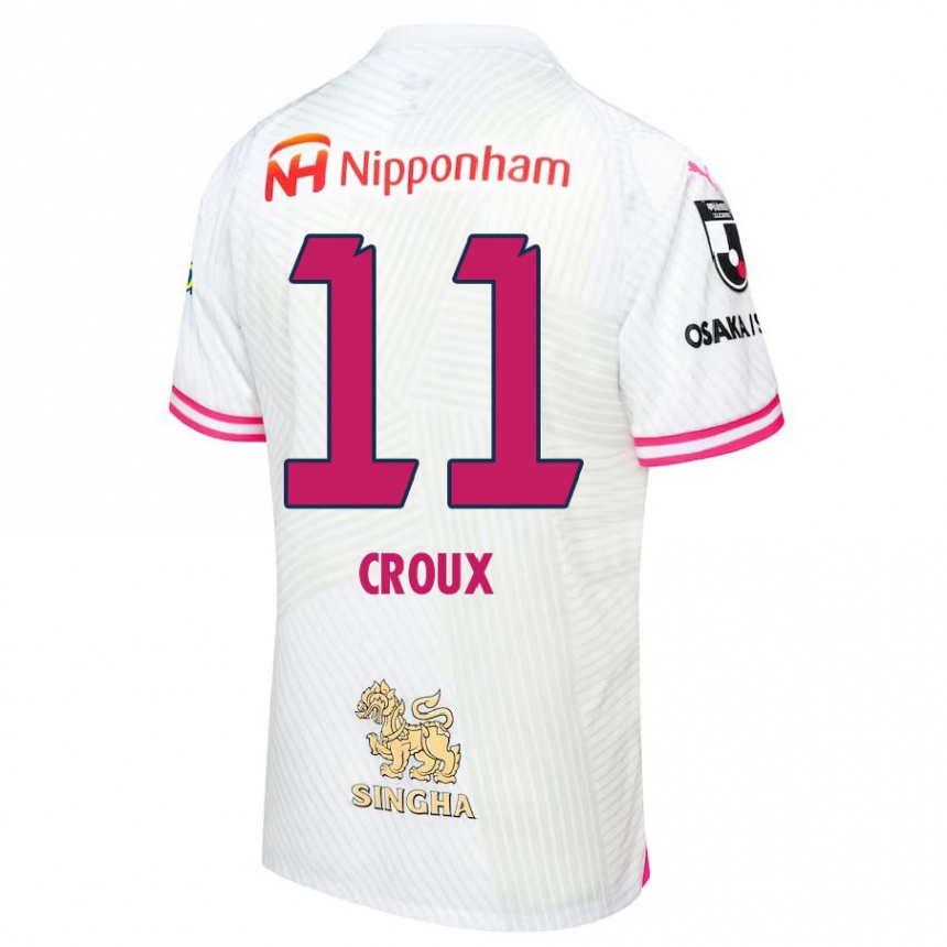 Kids Football Jordy Croux #11 White Pink Away Jersey 2024/25 T-Shirt Nz