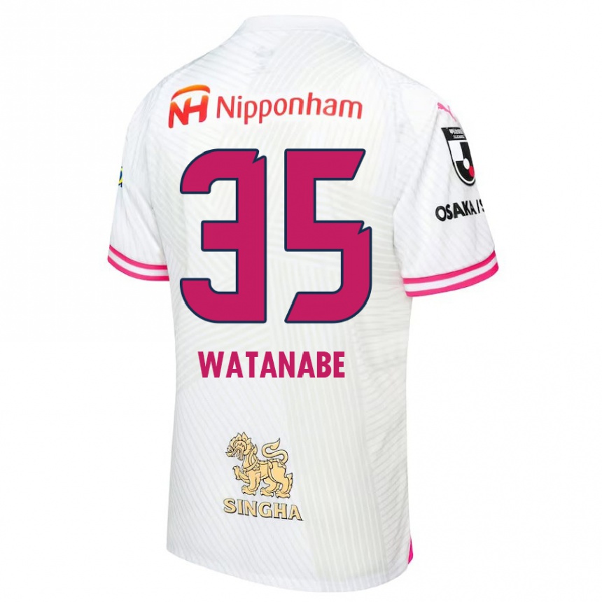 Kids Football Ryo Watanabe #35 White Pink Away Jersey 2024/25 T-Shirt Nz