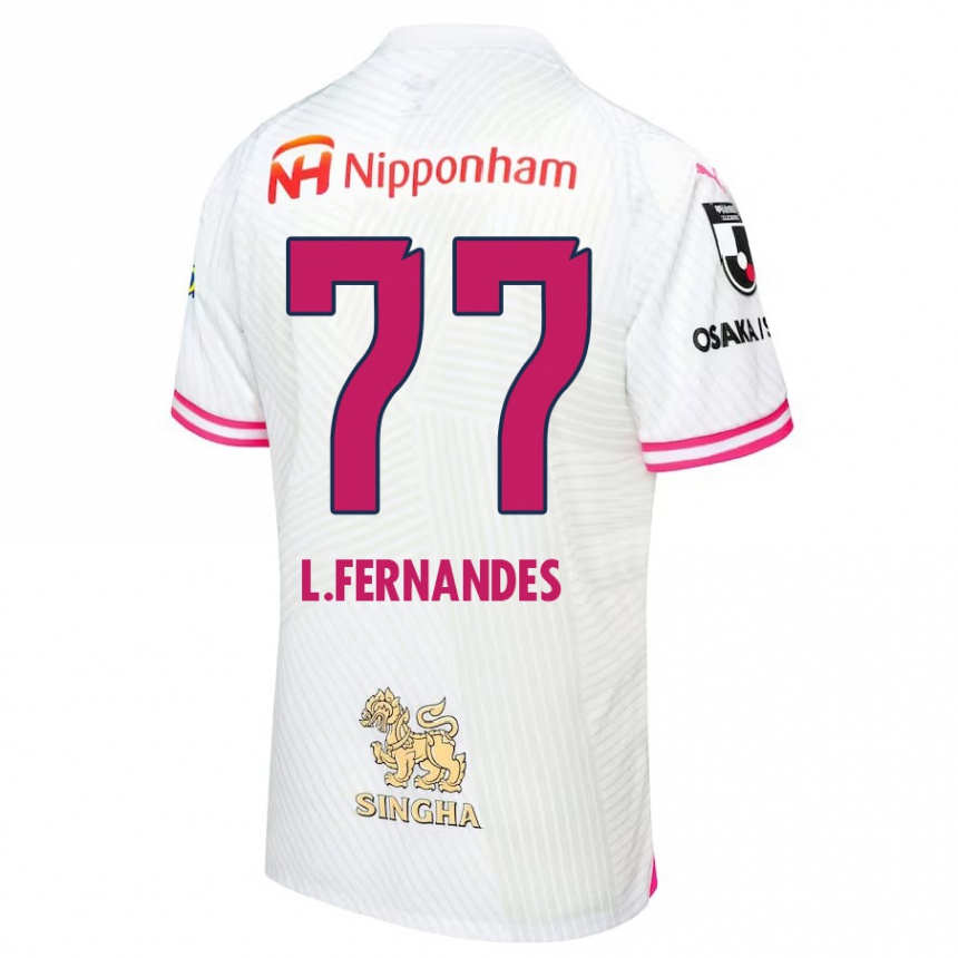 Kids Football Lucas Fernandes #77 White Pink Away Jersey 2024/25 T-Shirt Nz