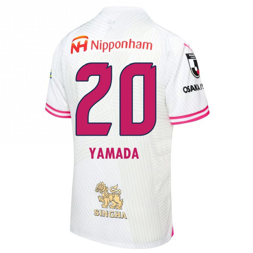 Kids Football Kotaro Yamada #20 White Pink Away Jersey 2024/25 T-Shirt Nz